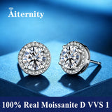 Dazzling 0.3CT 0.5CT 2CT Silver Square Round Moissanite Diamonds Stud Earrings