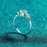 Pear Round Cut VVS1 D Colour 925 Sterling Silver White Gold Plated Moissanite Ring