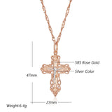 New Orthodox Church Rolled Rose Gold of 14-Karat Purity Cross Necklace - Charming Fine Religious Daily Jewellery