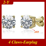Fabulous 0.5ct-3ct Classic Moissanite Diamonds Silver Unisex Stud Earrings