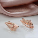 New Luxury Rolled Rose Gold of 14-Karat Purity Vintage Style Geometric Earrings - Trendy Exquisite Jewellery