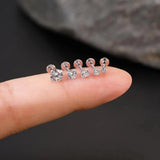 Sterling Silver Six Claws Sparkling Moissanite Diamonds Flat Back Stud Earrings