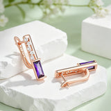 Splendid Purple AAA Zircon Diamonds 14K Filled Gold Drop Square Earrings