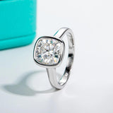 Fabulous 3ct D Colour Cushion Cut Moissanite Bezel 925 Sterling Silver Engagement Wedding Rings - Fine Jewellery