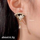 Exquisite Scalloped Flower Handmade White Black Enamel Zircon Diamonds Tassel Earrings