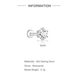 Sterling Silver Moissanite Diamonds Multi-Size Round Cartilage Tragus Stud Earrings