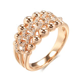 Marvelous Double Metal Beads 14K Rolled Rose Gold AAA  Zircon Diamonds Rings - Personality Trendy Jewellery