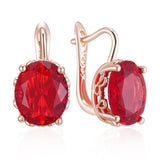 Alluring Big Red AAA Zircon Crystals 14K Gold Filled Drop Earrings Fine Jewellery