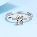 1ct, 2ct Oval Cut VVS1 D Colour Moissanite Diamond 18KGP 925 Sterling Silver Ring