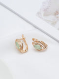 14K Gold Filled New Marquis Eye Fog Green AAA Zircon Crystal Hollow Geometric Earrings