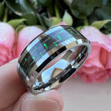 New Chamfered Inlaid Carbon Fiber 8mm Tungsten Couples Rings for Women Men