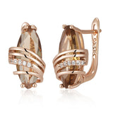 14 Karat Gold Filled Unique Geometry Fashion Brown AAA Zircon Crystals Earrings for Women