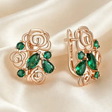 Charming 14K Gold Filled Green AAA Zircon Crystal Flower Drop Earrings Vintage Jewellery