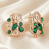 Charming 14K Gold Filled Green AAA Zircon Crystal Flower Drop Earrings Vintage Jewellery