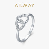 Sweet Heart to Heart AAAA Lab Created Diamond 925 Silver Ring Fine Jewellery