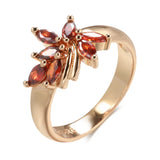 Charming Vintage Style Red Leaf 14K Filled Rose Gold  AAA Zircon Crystal Rings - Elegant Exquisite Jewellery