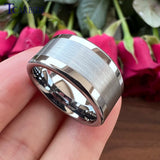 Polished Brushed Multicolor 10/12mm Mens Big Tungsten Engagement Wedding Ring