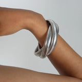 New Fashion Simple Snake Shape Opening Bangle for Women Personality Hiphop Punk Stainless Steel Cuff Bracelet Jewellery - The Jewellery Supermarket