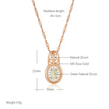 New Filled 14K Rose Gold Flower Design Oval Cut AAA Zircon Emerald Crystal Necklace - Luxury  Jewellery