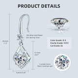 Marvelous 2.0ct VVS1 Moissanite Drop Hook Earrings - Dangle Earrings for Special Occasions Fine Jewellery - The Jewellery Supermarket