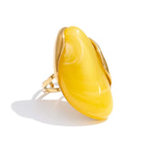 18K Gold Plated New Design Brown Green Beige Resin Geometric Stainless Steel Ring