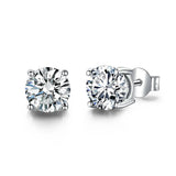 Sensational 1CT Round Cut D Colour VVS1 Moissanite Diamonds Stud Earrings - Sterling Silver Earrings Fine Jewellery - The Jewellery Supermarket