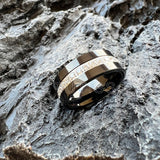 Pipe Cut Cubic Zirconia Stone Inlay 8mm Tungsten Carbide Ring for Men Women