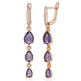14 Karat Gold Filled Shiny Purple AAA Zircon Crystals Drop Womens Earrings Fine Jewellery