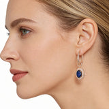 Exquisite 14K Rolled Gold Blue and White AAA Zircon Gemstones Dangle Earrings