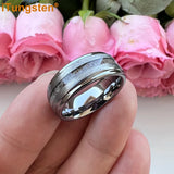 New Deer Antler Opal Stepped Special Brushed Finish Tungsten Ring for Men Women