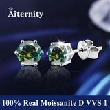 Sparkling 925 Sterling Silver D Colour VVS1 Moissanite Diamonds Snow Stud Earrings
