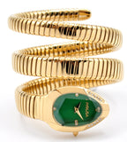 High Quality Gold Diamond Set Snake Shaped Dress Watch Bangle Unique Brand Watch