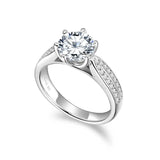 Classic GRA Certified 2CT 3CT Moissanite S925 Silver White Gold Plated Wedding Ring