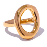 18K Gold Plated Creative Stainless Steel Geometric Hollow Golden Minimalist Ring