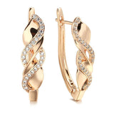 Gorgeous 14K Filled Rose Gold with AAA Cz Damonds Spiral Drop Earrings For Women - High Quality Jewellery