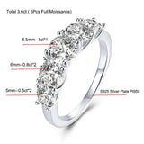 3.6ct 5 Stones D Color VVS1 Moissanite Diamond Sterling Silver Eternity Rings for Women Wedding Engagement Jewellery