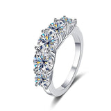 Classic 5 Stones 18KGP 3.6CT Round Moissanite Rings For Women Sparkling Wedding Engagement Sterling Silver Jewellery