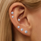 Sterling Silver Moissanite Diamonds Multi-Size Round Cartilage Tragus Stud Earrings