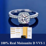 S925 Silver D VVS1 100% Real Moissanite Ring Adjustable Size Pass Diamond with GRA Certificate 18K Plating Rings