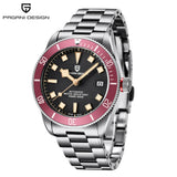 Quality Brand BB58 Retro Red Automatic Luxury Waterproof Mechanical Stainless steel Rivet Strap Wristwatches for Men