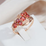 14 Karat Gold Filled Red Shiny AAA Zircon Crystal Elegant Vintage Rings For Women