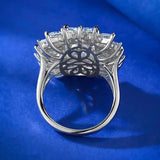 Fascinating Silver New AAAAA High Carbon Diamond 9 * 11mm Rectangular Ice Flower Cut Party Luxury Ring - The Jewellery Supermarket