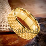Carbon Fiber Inlay 4/6/8mm Gold Tungsten Engagement Wedding Rings for Men Women