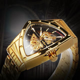Top Brand Military Triangle Skeleton Automatic Luxury Full Stainless Steel Luminous Mens Sports Mechanical Watches