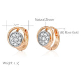 Cute Rolled Rose Gold of 14-Karat Purity AAA Zircon Diamonds Paved Stud Earrings For Women