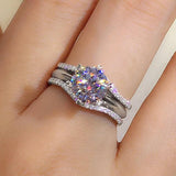 18K Gold Plated 1-3.0 Carat Moissanite Diamonds Bridal Ring Set -  925 Silver Engagement Wedding Rings Fine Jewellery - The Jewellery Supermarket