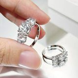 3 Stone 2/4 Carat VVS1 D Colour Moissanite Diamonds Silver Engagement Wedding Ring