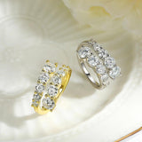 3.26 Carat D Colour Double Row Moissanite Diamonds Rings - S925 Silver 18K Gold Plated  Wedding Engagement Jewellery