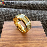 Carbon Fiber Inlay 4/6/8mm Gold Tungsten Engagement Wedding Rings for Men Women