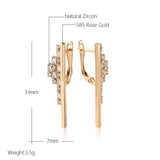 Fashion Geometric 14K Filled Rose Gold Long Drop AAA Zircon Diamonds Earrings For Women - Trendy Modern Jewellery